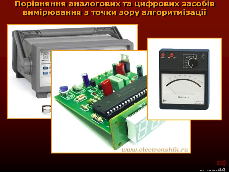 М.Кононов © 2009  E-mail: mvk@univ.kiev.ua Порівняння аналогових та цифрових засобів вимірювання з точки